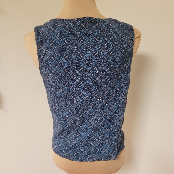 Lucky Brand Blue Patterned Sleeveless Top Tie Front - Picture 4 of 4